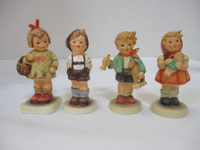 Goebel Club Mbsp Figurines-Lot of 4 (3 1/2"): Girl w/Nosegay (Signed 93), For Keeps (1994/95), Boy w/Horse (Signed), Girl w/Doll (Signed)