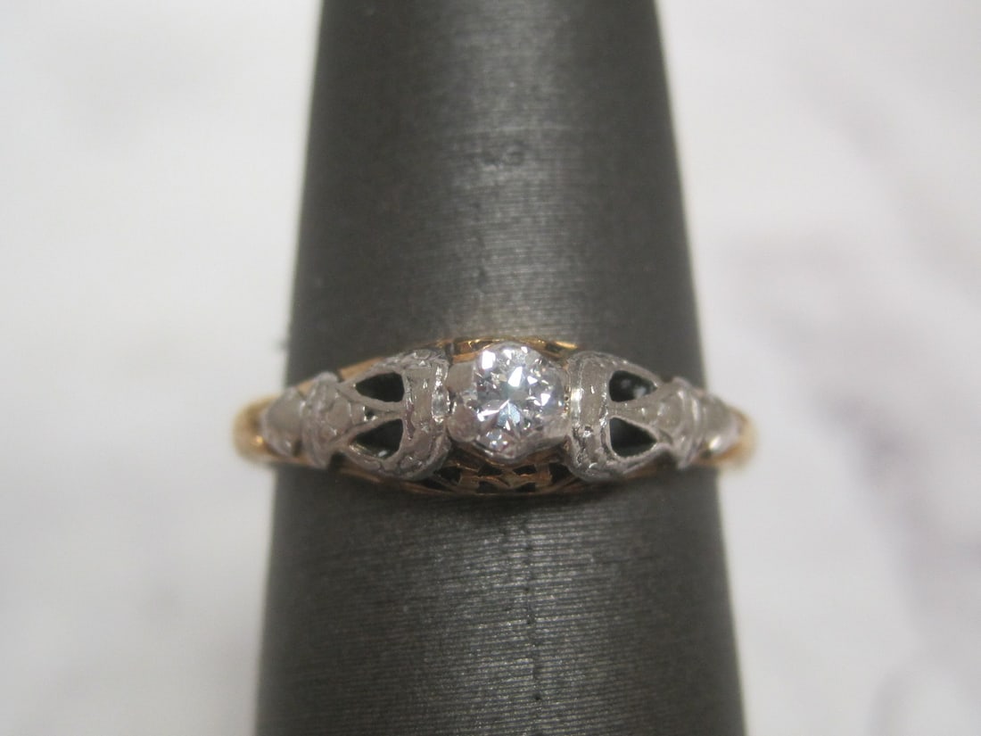 Antique Platinum and 18k Gold Diamond Ring (1 of 5)