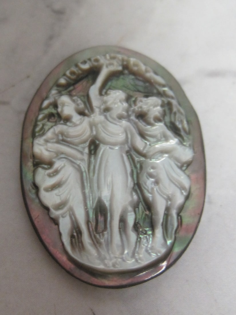 Carved Abalone Cameo "Three Graces": Unframed