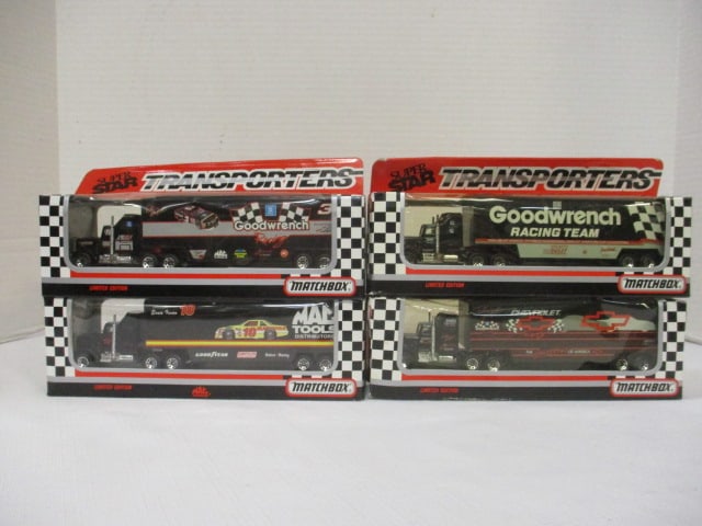 4 New Old Stock Matchbox Super Star Racing Transporters: see pictures and preview for selection