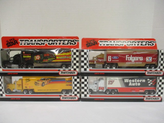 4 New Old Stock Matchbox Super Star Racing Transporters: see pictures and preview for selection