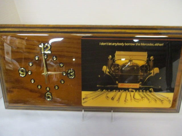 Vintage Snap-On Tools "Mercedes Benz" Quartz Wall Clock with Box: 20" x 11 1/2"