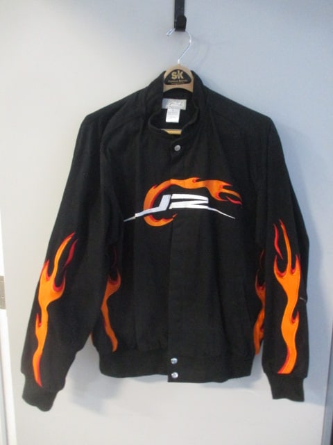 "Dale Earnhardt, Jr." Black Racing Flames Cotton Jacket - Size L (1 of 7)