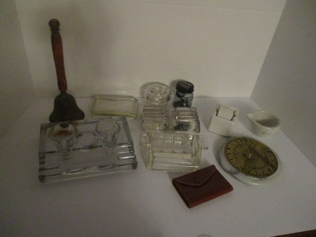 Desk Lot: Inkwells, Pen Holders, Sundial, Bell, and more: .