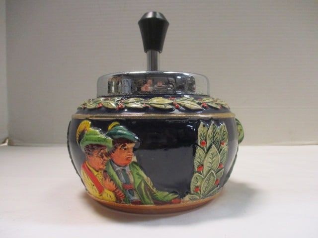 German Tobacco Jar Spring Loaded Ashtray (1 of 5)