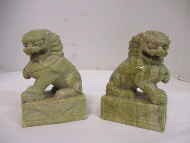 Foo Dog Veined Marble Style Bookends (PR): 5"