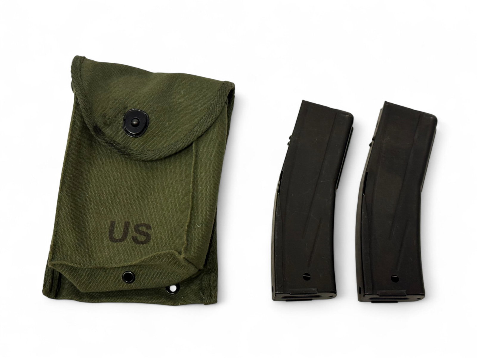 (2) M1 Carbine 30-Round M2 Magazines & Pouch: Both magazines marked “Made in USA”