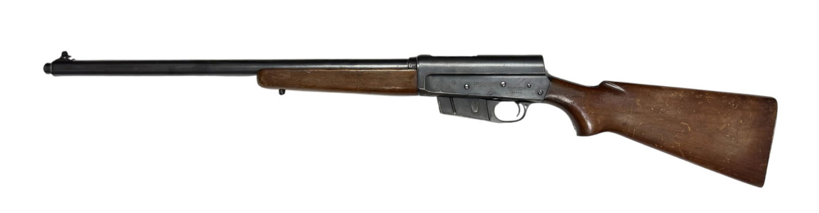 Excellent 1950 Remington Model 81 “The Woodsmaster” .300 SAVAGE Semi-Automatic Rifle: S#: 45722 | Date Code: PTT | Mfg. June 1948 | 22” Barrel |||| CONDITION: Very good. 95% original blue finish with edge wear and some finish loss on bottom of receiver with some light scratches.