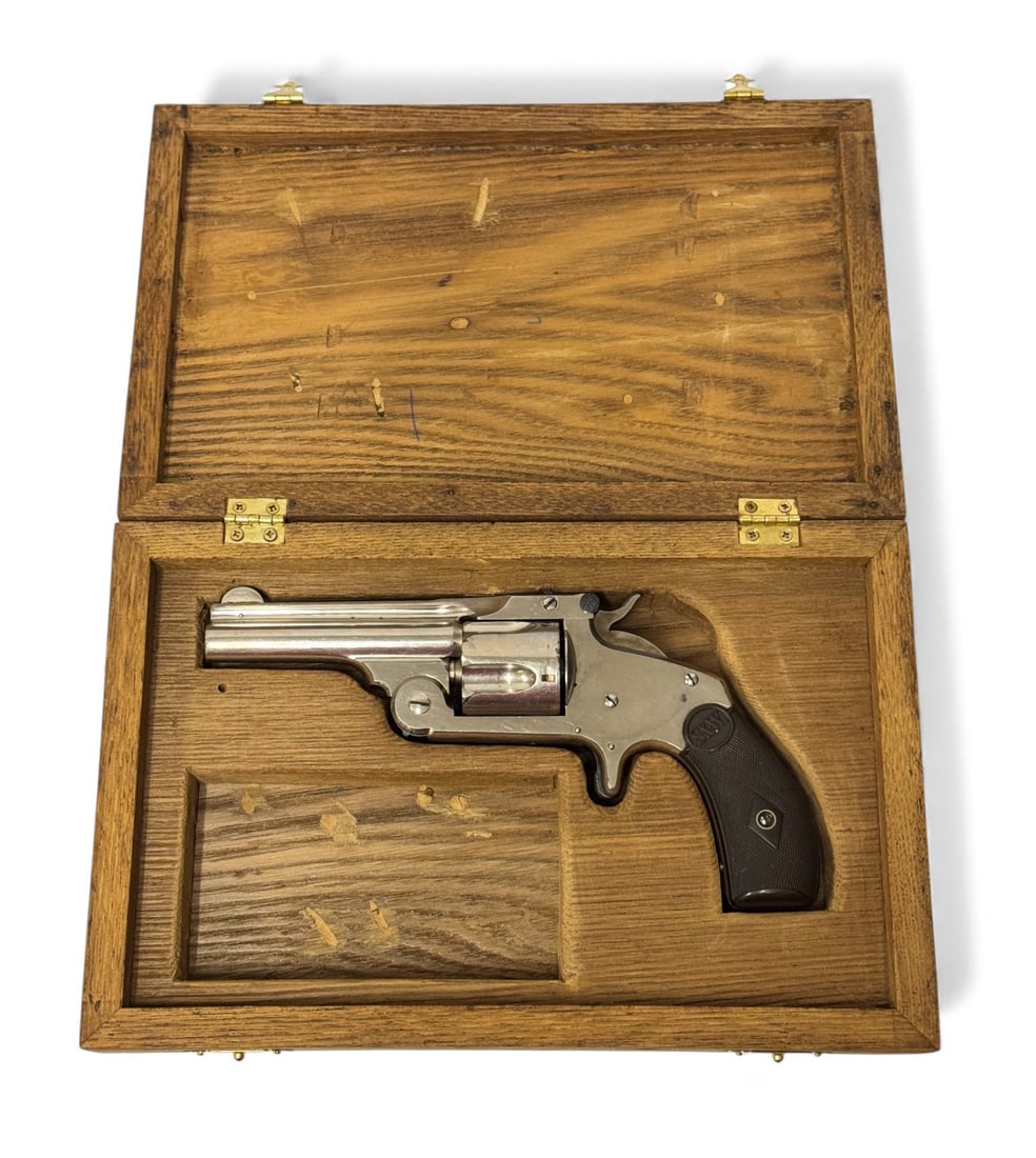 Excellent & Collectible 1877 Antique S&W Model 2 .38 S&W Single Action 3-Digit Revolver in Case: S#: 868 | 5-Shot, Single Action | The single-action was produced in three varieties from 1876 through 1911, with total production exceeding 223,000 units. This is the 2nd Series / Model produced in a