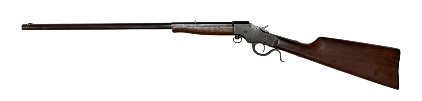 Antique J. STEVENS A&T Model 1894 FAVORITE .22 LR Falling Block Takedown Boy’s Rifle: S#: E81 | 22” Octagonal/Round Barrel | This Stevens Favorite Model 1894 is a lightweight, single-shot rifle chambered for .22 LR. It’s a “take-down rifle” and with the loosenin