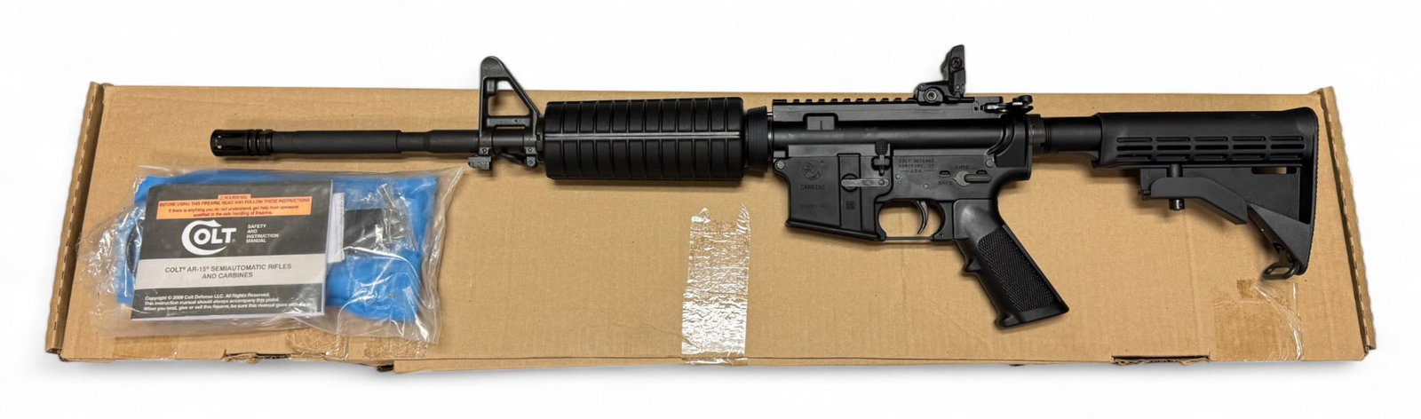 NIB Colt M4 Carbine 16” CR6762 Semi-Automatic 7.62x39mm AR Rifle: S#: CR831151 | Mfg. 2022 | 16” SOCOM profile barrel marked “C MP 7.62x39 1/12” | CAGE code on upper receiver | T marks on upper receiver | Comes in factory box with matching label, (