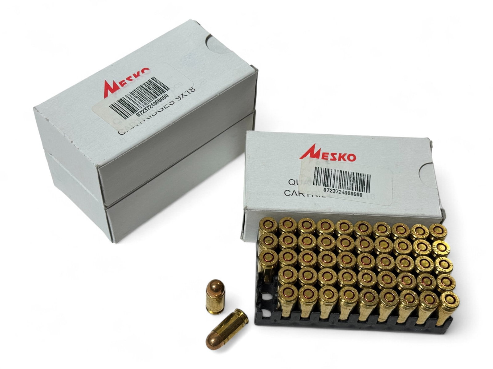 NIB 150rds. of 9x18mm MAK 93gr. FMJ Mesko Ammunition: 3 Boxes of 50 Rounds Each