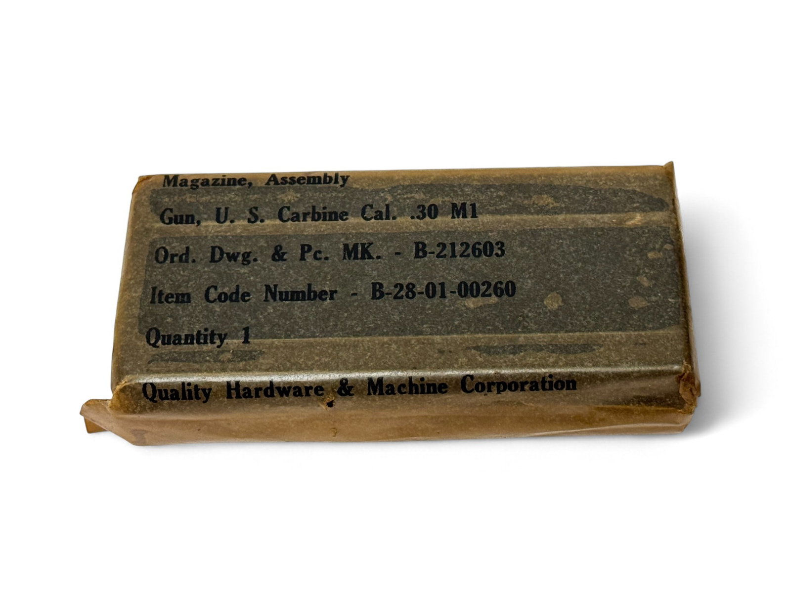 Original Unissued Quality Hardware M1 Carbine 15-Round Magazine in Wrap: Sealed, never opened