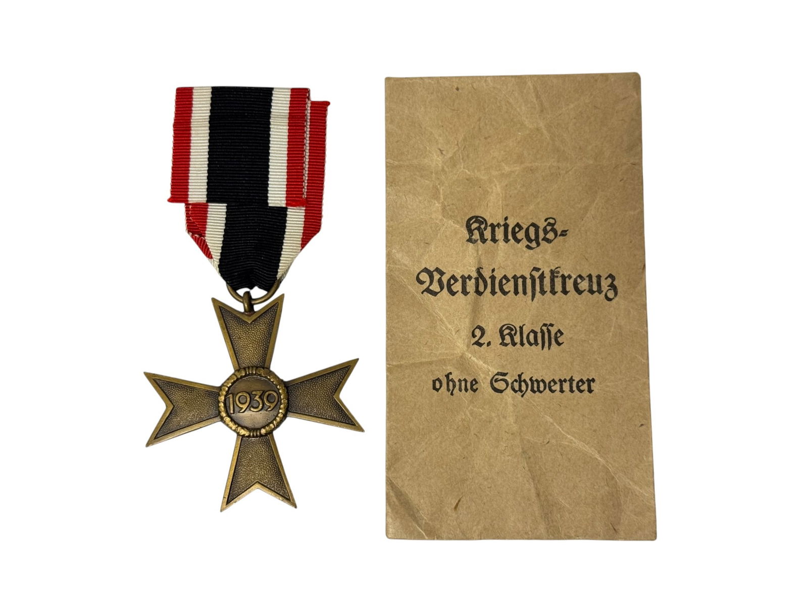 WWII German War Merit Cross 2nd Class w/o Swords & Original Issue Packet (1 of 2)