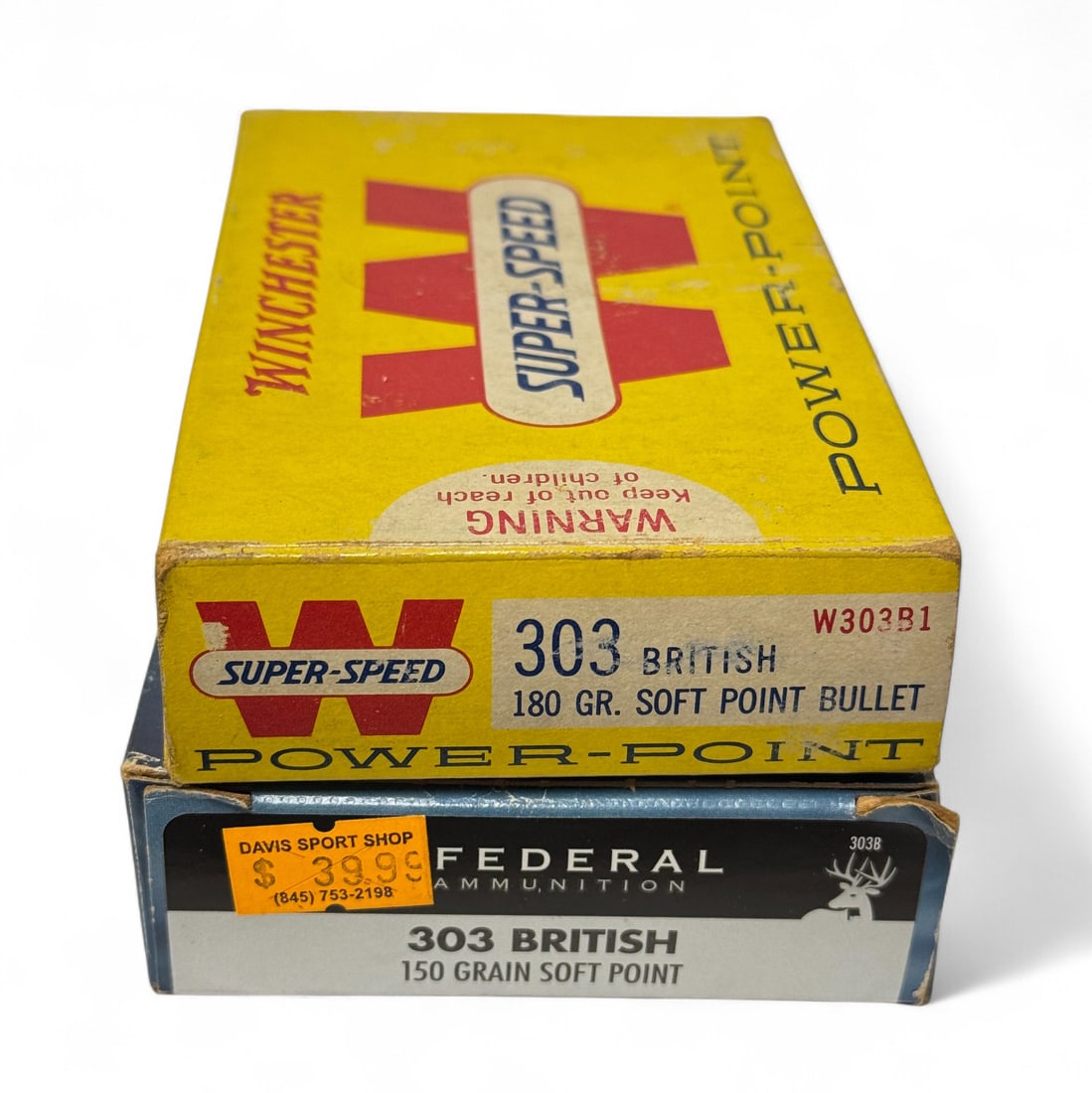 23rds. of .303 BRITISH Factory Ammunition: (16) 180gr. Soft Point Bullet Winchester Super-Speed Power Point, (4) Remington Soft Point Round Nose, (3) 150gr. Soft Point Federal