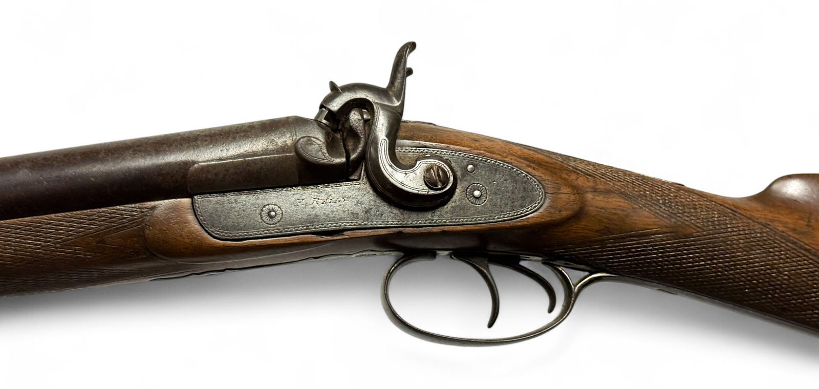 Antique E.M. Reilly 14 Bore Birmingham Muzzleloader SXS Double Hammer Percussion Shotgun (1 of 20)