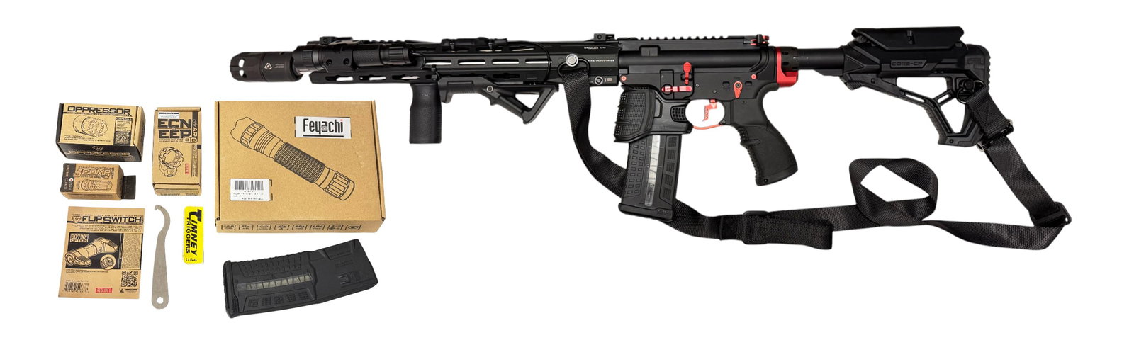 Excellent Custom F-1 Firearms FD-15 .223 WYLDE Semi-Automatic AR15 SS 16” Tactical Rifle: S#: 110-09060 | 16” Stainless Steel .223 Wylde Barrel (.223 Rem/5.56mm NATO) 1-8” Twist 5R Stainless Steel Barrel | This rifle is completely custom sporting a very cool black and red theme