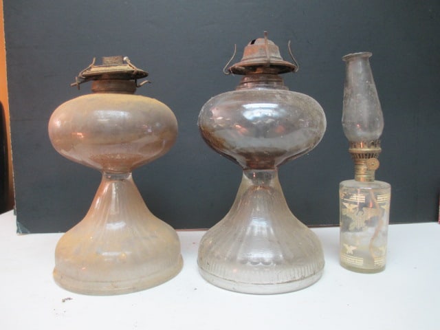 Three Old Oil Lamps: .