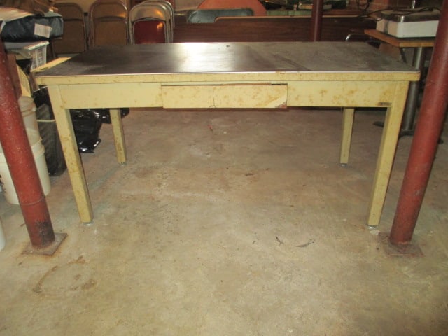 Midcentury Haskell of Pittsburgh Metal Work Table with Drawer (1 of 8)