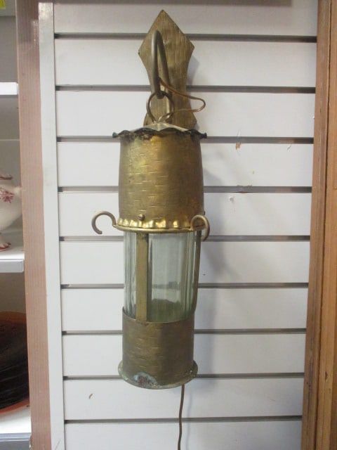 Brass Railroad Carriage Lantern turn to electric Wall Sconce (1 of 6)