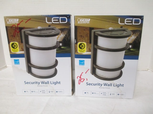 Two FEIT Electric LED Security Wall Lights: Model 73702Bronze finish