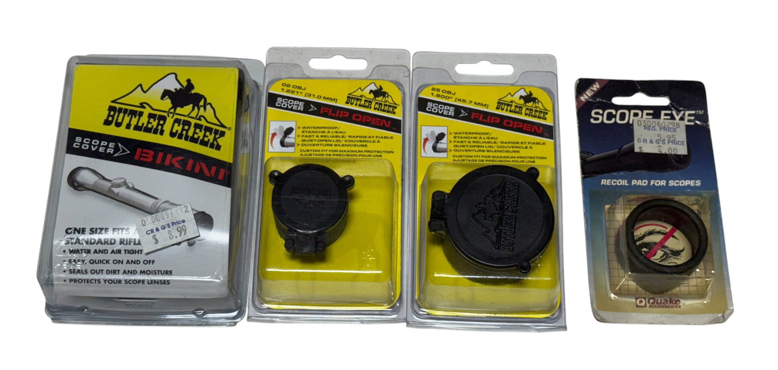 NIB Lot of Scope Covers, Lens Caps, and Recoil pad for Scope: See photos