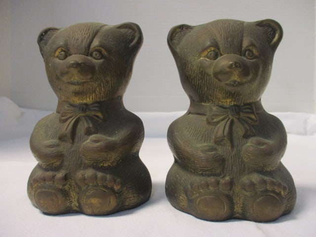 Pair of Vintage Brass Bear Bookends: 5 1/4"