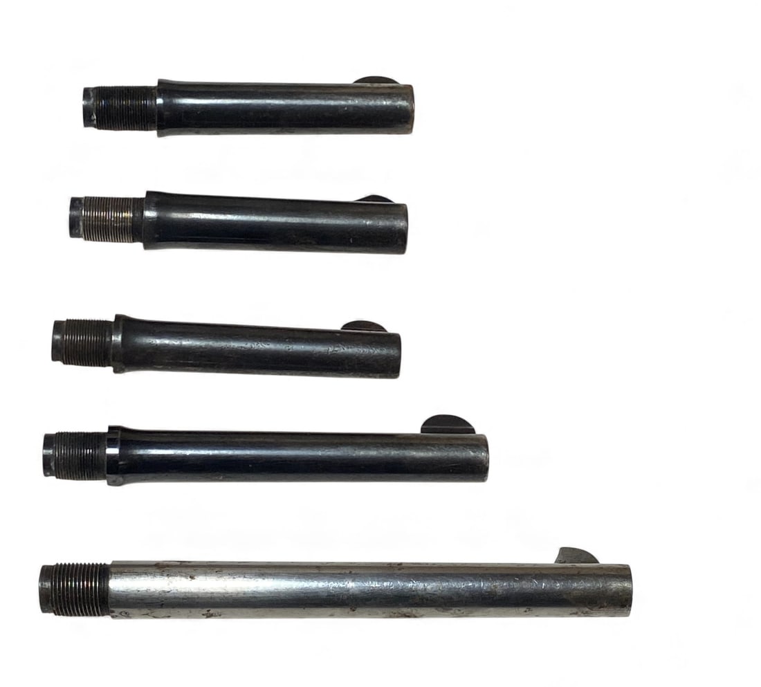 (5) Colt Revolver Barrels: See Photos. (1) Colt Police Positive .38 SPL | (2) Colt Official Police .38 | (1) Colt Commando .38 Special | (1) Colt New Service .45 Colt - Conditions Vary but are all intact and good condition.