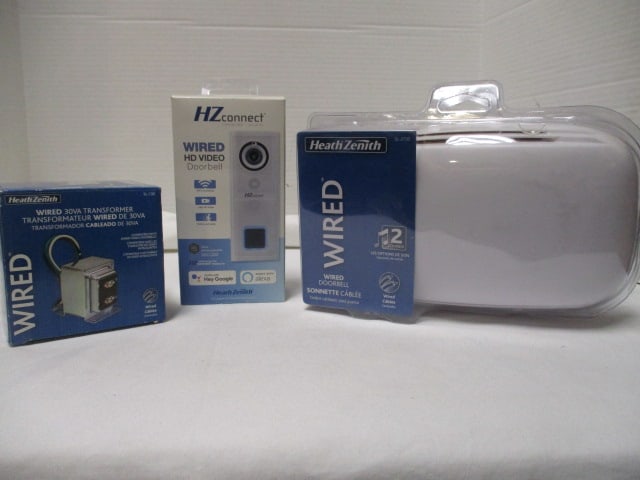 2 Heath Zenith Wired Doorbell, Transformer, 1 Wired HD Video Doorbell: .