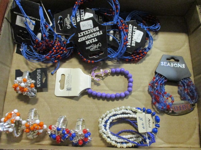 Lot of 11 Friendship Bracelets, 3 Adjustable Beaded Clemson Rings, Anchor Watch: see pictures and preview for selection