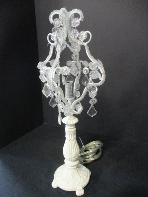 Gorgeous White Accent Lamp w/Prisms: 20"