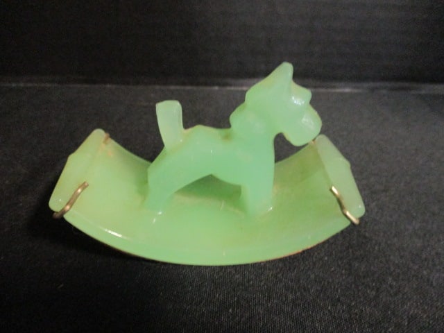 Vintage Jadeite Rocking Horse Ink Blotter: 2 1/4"h