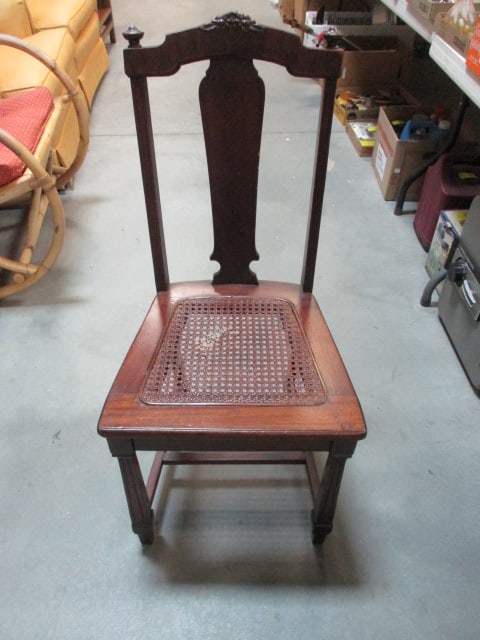 Vintage Wood and Cane Seat Chair (1 of 8)