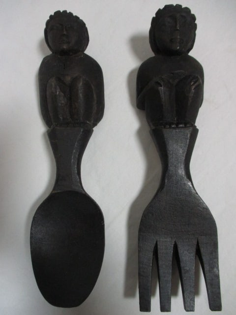 IFugau Tribal Handcarved Wood Spoon and Fork - from Philippines (1 of 5)