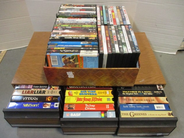 Lot of DVDS and VHS Tapes in Storage Case (1 of 4)