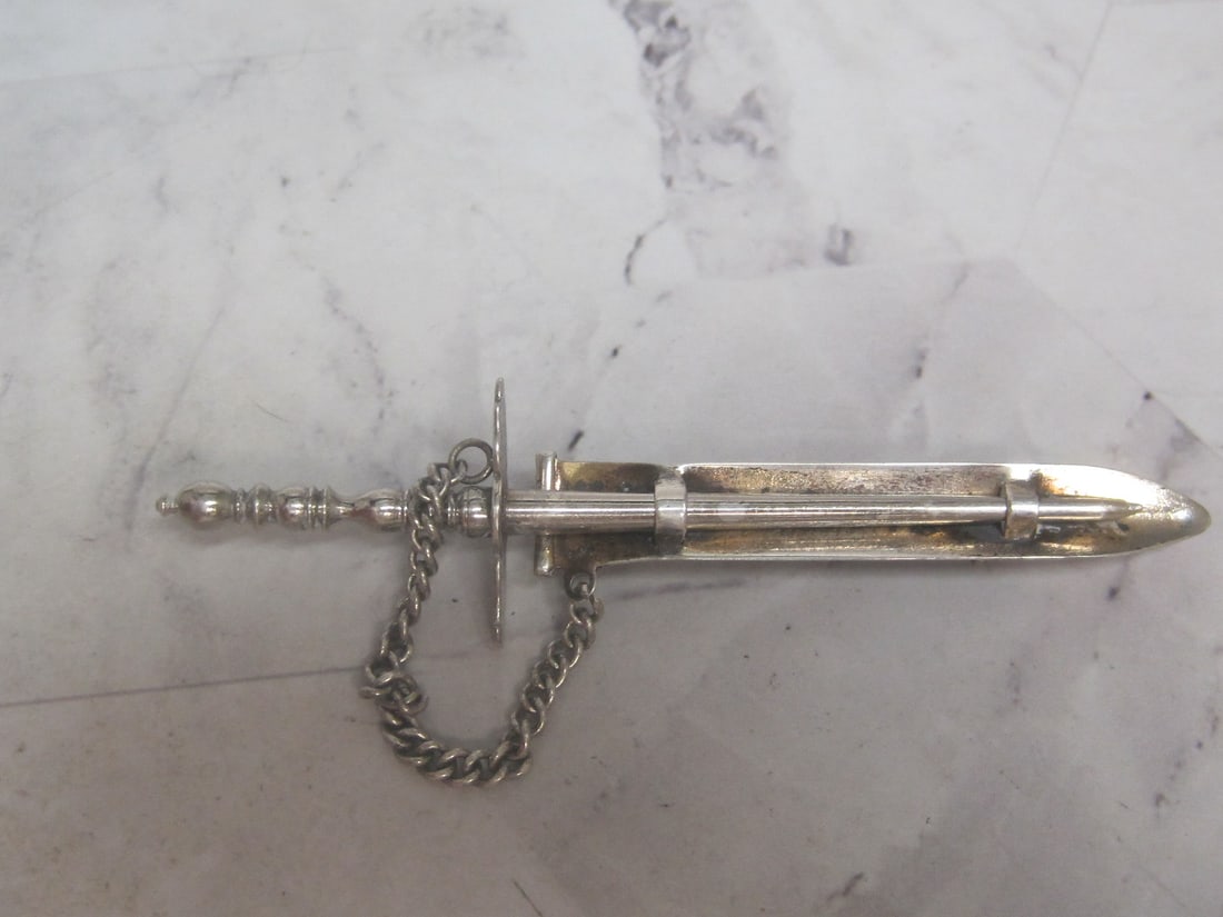 Sterling Silver Vintage Sword & Sheath Pin (1 of 3)