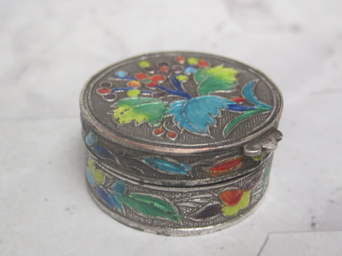 Sterling Silver Enameled Pill Box (1 of 6)
