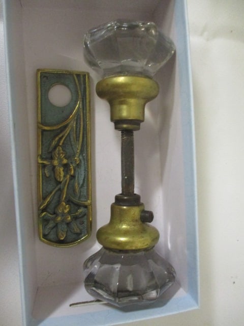 Glass Door Knobs & Susan Chin 1994 Brass Door Plaque (1 of 4)