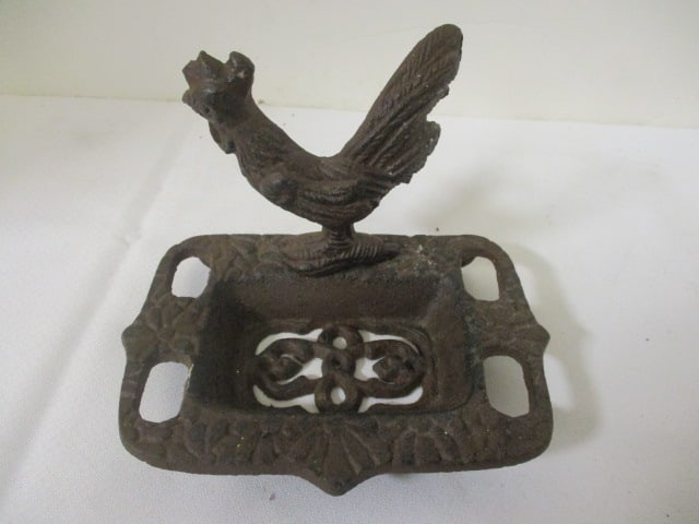 Cast Iron Rooster Soap Dish: 6 x 4 1/4 x 5