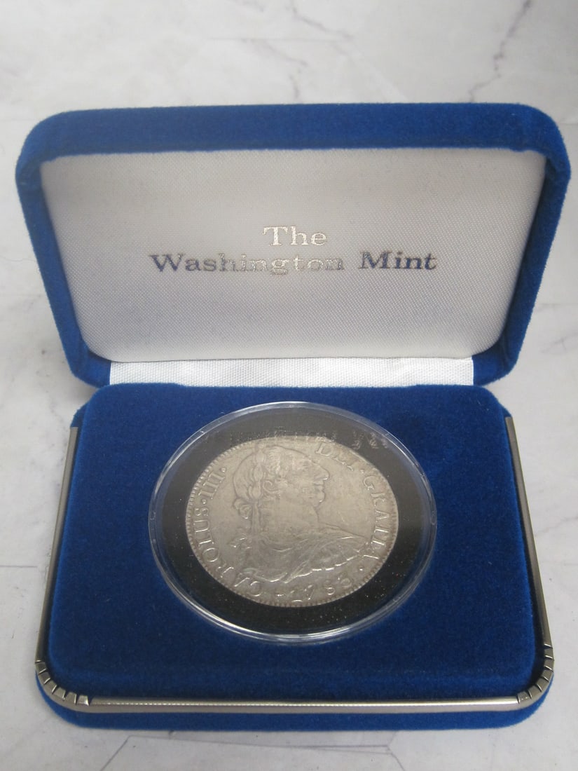 1783 Pillar Dollar Carolus III Spain: First coins used in the United States, In deluxe case from The Washington Mint