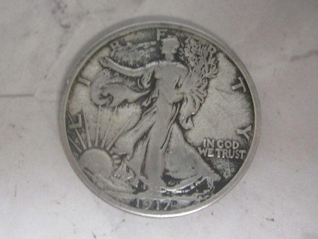 1917 Walking Liberty Half Dollar: 2nd year of issue, silver 