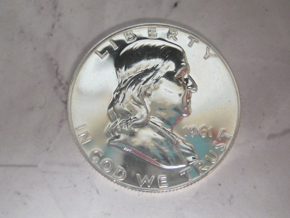 1961 Proof Franklin Half Dollar: Special mint issue, silver 