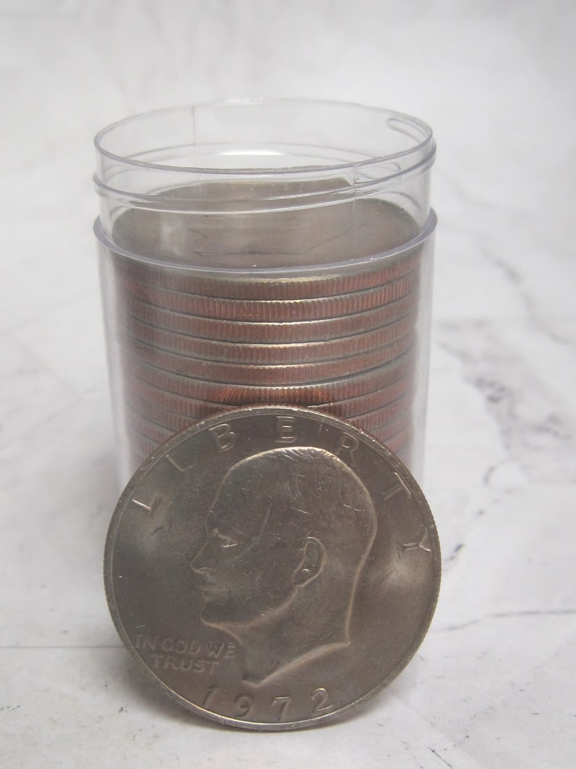 Lot of 20 1972 Eisenhower Dollars: Original UNC. Roll, Philadelphia mint 