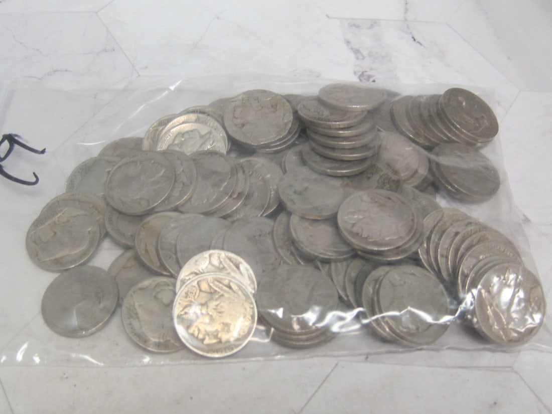 Lot of 168 1897-1937 Liberty Head & Buffalo Nickels: Wide estate mixture, some with no dates showing 