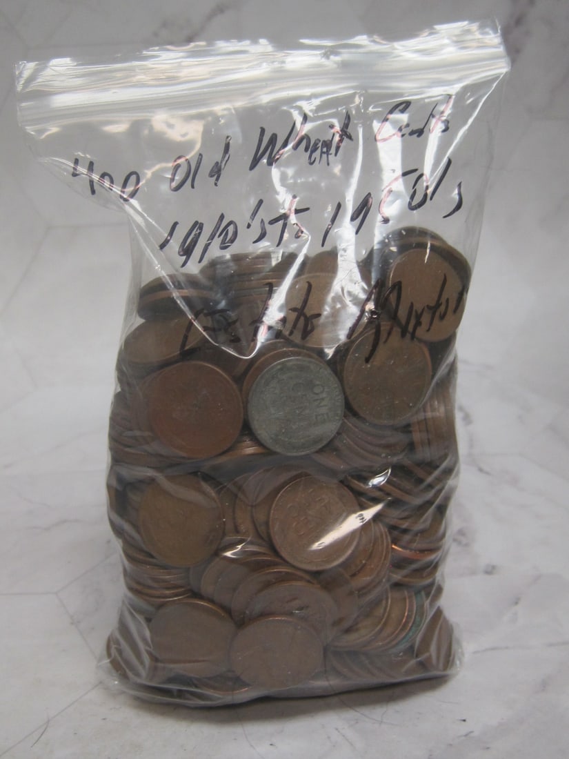 Lot of 400 Old Wheat Cents: Lincolns, 1910's to 1958, nice estate mixture 