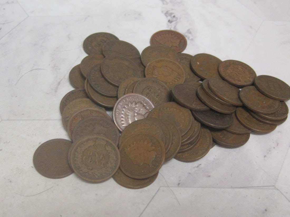 Lot of 57 Indian Head Cents (1 of 3)