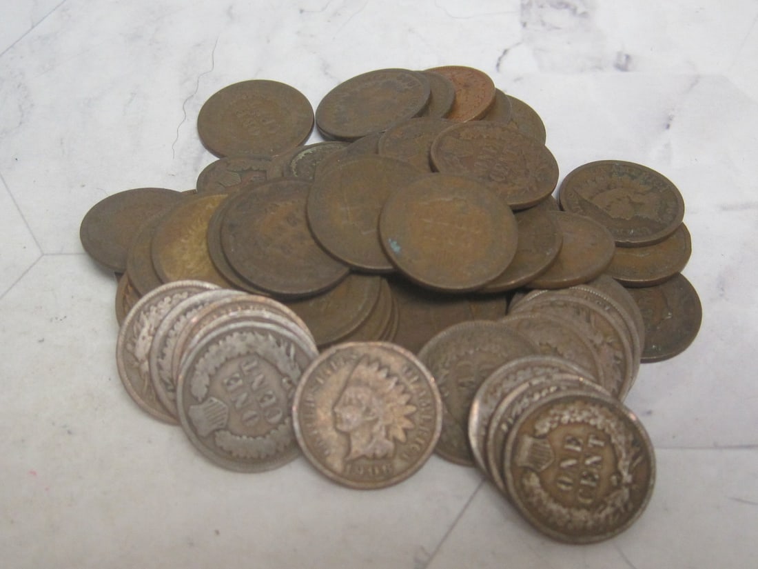 Lot of 56 Indian Head Cents (1 of 3)