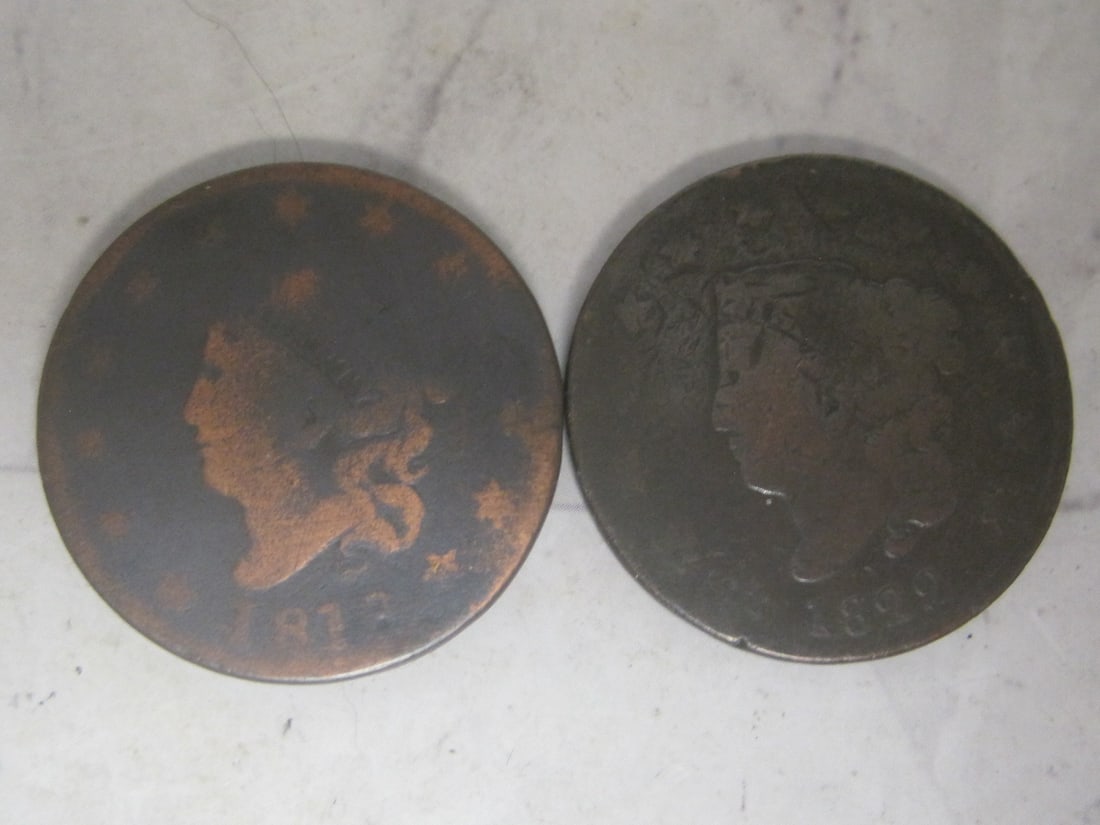 Lot of 2 Early US Large Cents (1 of 3)