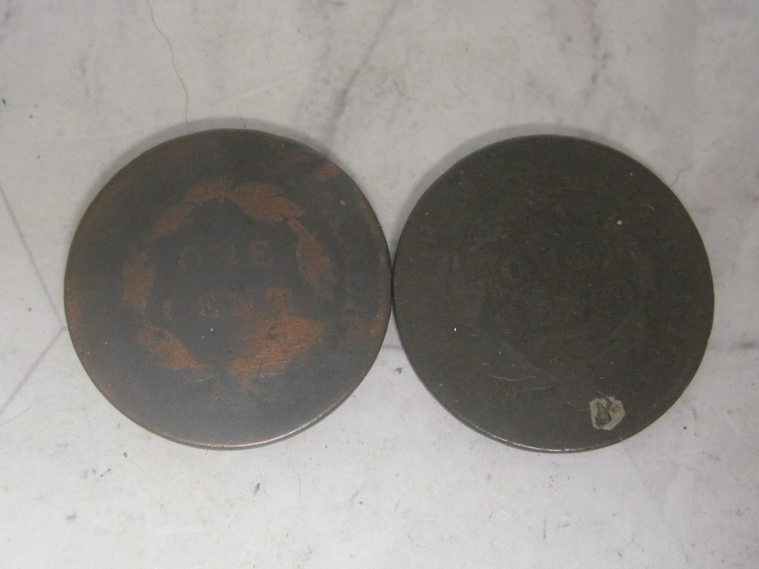 Lot of 2 Early US Large Cents (1 of 5)