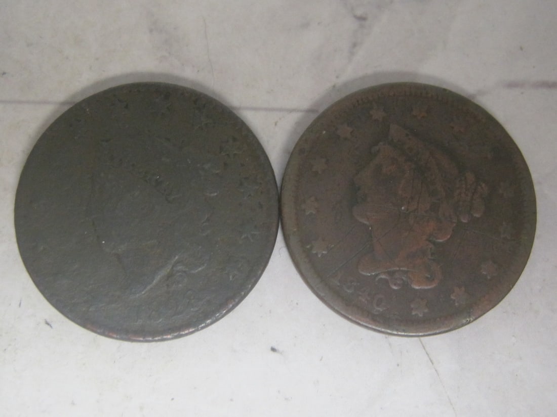 Lot of 2 Early US Large Cents (1 of 4)